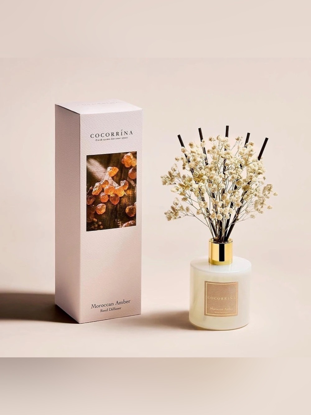 NWT Moroccan Amber 6.7 Fl.oz Reed Diffuser Set with Sticks